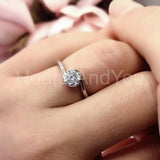 0.5ct Round Cut Moissanite Swirl Solitaire Engagement Ring 14k White Gold Plated