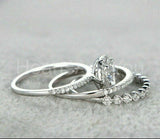 2.3ct Round Cut Moissanite Halo Ring Half Eternity Trio Set 14K WhiteGold Plated