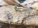 1.2ct Engagement Ring Oval Cut Green Peridot Solitaire 14k White Gold Finish