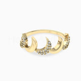 0.5ct Round Cut Moissanite Half Moon Crescent Wedding Band 14k YellowGold Plated