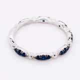0.5ct Round Cut Simulated Blue Sapphire Minimalist Band 14k White Gold Plated