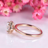 1.7ct Round Cut VVS1D Diamond Engagement Ring Halo Solitaire 14k RoseGold Finish