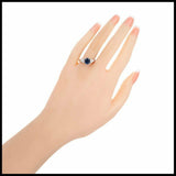 2ct Oval Cut Blue Sapphire Engagement Ring Accents Trilogy14k White Gold Finish
