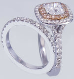 Double Halo Bridal Set Engagement Ring 2ct Cushion Diamond 18k White Gold Finish