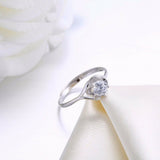 0.6ct Round Cut Diamond Engagement Ring 14k White Gold Finish Flower Solitaire
