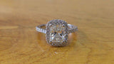 2.5ct Radiant Cut VVS1 Diamond Halo Promise Engagement Ring 14k WhiteGold Finish