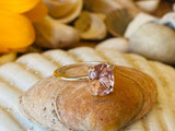 1.5ct Engagement Ring Oval Cut Peach Morganite Solitaire 14k White Gold Finish