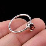 0.5ct Engagement Ring Oval Cut Red Garnet Solitaire Women 14k White Gold Finish
