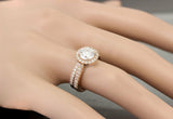 Halo Bridal Set Engagement Ring 2ct Round Cut VVS1D Diamond 14k Rose Gold Finish