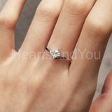 0.5ct Round Cut Moissanite Solitaire Curved Bridal Set 14k White Gold Plated