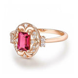 2.3ct Engagement Ring Emerald Cut Pink Ruby Art Deco 14k Rose Gold Finish