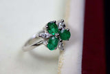 2.3ct Engagement Ring Oval Cut Emerald Stylish Partywear 14k White Gold Finish