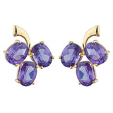 2.3ct Drop Earrings Oval Cut Purple Amethyst Berry Fruit 14k Yellow Gold Finish