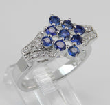 5ct Round Cut Blue Sapphire Unique Stylish Engagement Ring 14k White Gold Finish