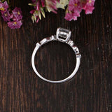 Solitaire with Accent Engagement Ring 1.5ct Oval Cut Diamond 14k White Gold Over