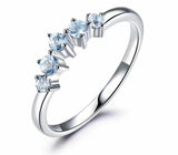 1Ct Round Cut Blue Aquamarine Minimalist Crown Wedding Band 14K White Gold Over