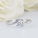 2ct Round Cut Diamond Engagement Ring Twist Swirl Solitaire 14k WhiteGold Finish