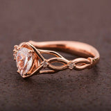 Split Open Band Solitaire with Accent Ring 1ct Pear Diamond 14k Rose Gold Finish