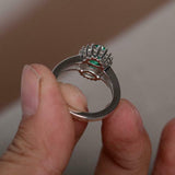 2.3ct Oval Cut Green Emerald Diamond Halo Split Shank Ring 14k White Gold Finish