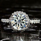 5Ct Round Cut Diamond Iced Queens Cocktail Engagement Ring 14K White Gold Finish