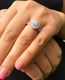 Double Halo Split Shank Engagement Ring 2ct Round Diamond 14k White Gold Finish