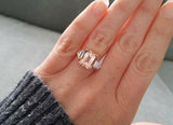 3.5ct Emerald Cut Morganite Diamond Solitaire Engagement Ring 14k Rose Gold Over