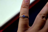 0.15ct Engagement Ring Princess Cut Blue Tanzanite Minimalist 14k WhiteGold Over