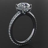 Hidden Halo Solitaire Engagement Ring 2ct Round Cut Diamond 14k WhiteGold Finish