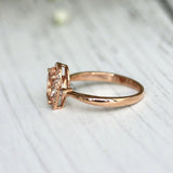 3Ct Pear Cut Peach Morganite Engagement Ring 18K Rose Gold Finish Diamond Halo