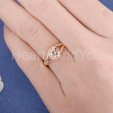 1ct Round Cut Simulated Morganite Dual Prong Split Band Ring 14k RoseGold Plated