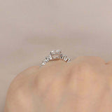 1.6ct Round Cut Diamond Single Prong Solitaire with Accents 14k WhiteGold Finish
