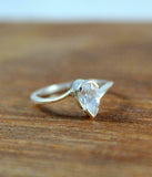 1ct Engagement Ring Pear Cut Diamond Swirl Twist Solitaire 14k White Gold Finish