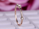 0.2ct Round Cut Diamond Engagement Ring Stackable Minimalist 14k Rose Gold Over