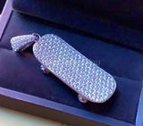 2.2ct Round Cut Moissanite Skateboard Pendant 14k White Gold Plated NO CHAIN