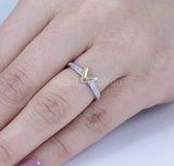0.3ct Round Cut Moissanite V Sign Women Engagement Ring 14k White Gold Plated