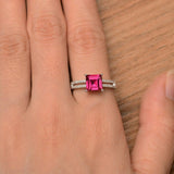 1.4ct Asscher Cut Pink Ruby Split Shank Engagement Ring 14k White Gold Finish