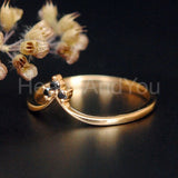 0.1ct Round Simulated Black Diamond Curved Wedding Band 14K Yellow Gold Plated