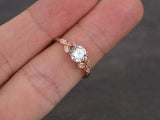 1.2ct Round Cut Diamond Engagement Ring Floral Leaf Design 14k Rose Gold Finish
