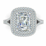 2ct Radiant Cut Diamond Double Halo Engagement Ring 14k White Gold Finish