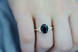 2.4ct Oval Cut London Blue Topaz Marquise Accents Ring  14k Rose Gold Finish