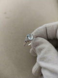 2ct Engagement Ring Oval Cut Blue Aquamarine Cluster Halo 14k White Gold Finish