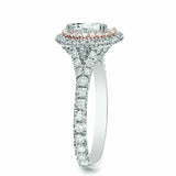 4.5ct Round Cut DVVS1 Diamond Double Halo Engagement Ring 14K Two Tone Gold Over