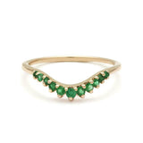 0.25ct Round Green Emerald Wedding Band 14k YellowGold Finish Curved Crown Tiara