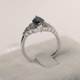 2.25ct Marquise Cut Blue Sapphire Engagement Ring Honeycomb 14k WhiteGold Finish