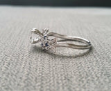 1Ct Round Cut Diamond Blue Sapphire Floral Engagement Ring 14K White Gold Finish