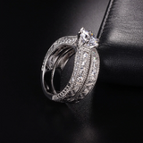 3ct Round Cut Diamond Engagement Ring 18k White Gold Finish Milgrain Bridal Set