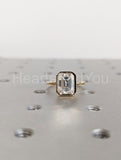 2.2ct Emerald Simulated Diamond Bezel Set Engagement Ring 14k Yellow Gold Plated