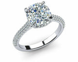 2.5ct Cushion Cut Diamond Engagement Ring 14k White Gold Finish Solitaire Women
