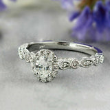 2.5ct Oval Cut VVS1 Diamond Milgrain Vintage Engagement Ring 14K White Gold Over