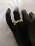 2.5ct Wedding Band Oval Cut Green Peridot Stylish Three Stone 14k WhiteGold Over